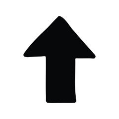 Simple black upward pointing arrow with rough and irregular edges.