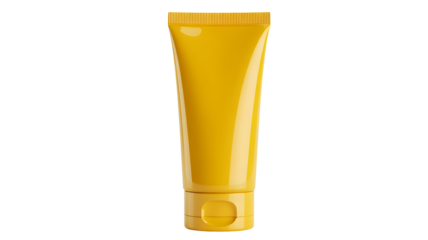 A bright yellow tube stands ready for use on a dark background.