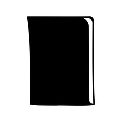Silhouette of closed book with slightly damaged edges isolated over white