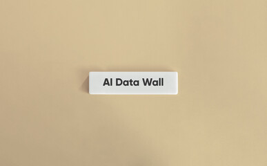 AI Data Wall Banner on White Tile Against Beige Background