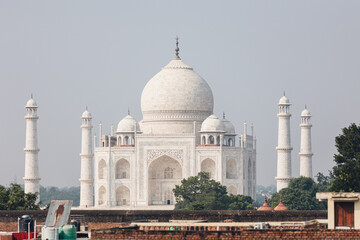 Taj Mahal Close-Up View from Rooftops in Agra &ndash; Architectural Detail Photography