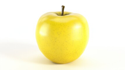 Yellow Apple with Speckled Skin on White Background