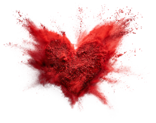 Red Powder Heart Explosion isolated on a transparent background 1