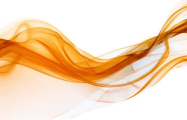 Orange Smoke Waves Flowing isolated on a transparent background