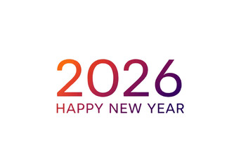 Happy New Year 2026 greeting card with gradient text.