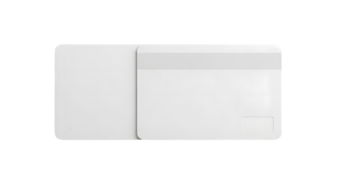 White plastic card holder for business cards isolated on transparent background