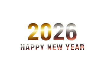 Happy New Year 2026 graphic with gold and silver numbers.