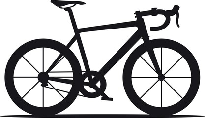 Silhouette of Black and White Bicycle Isolated on Transparency Bicycle Cycling Commute Exercise Fitness Side Transportation Vehicle