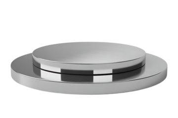 A sleek modern silver metallic cylindrical object with a raised top section isolated on transparent background