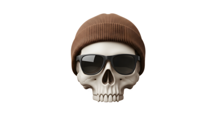 Skull with Beanie and Sunglasses A Modern Macabre Aesthetic.