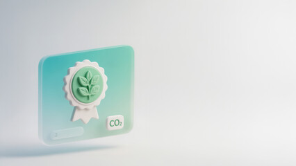 CO2 Carbon Capture Credit Certificate Icon in Minimalist Soft Neumorphic 3D Design 