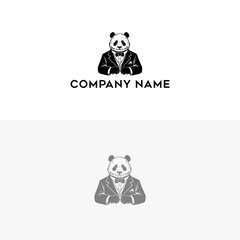 Elegant Panda Logo Design Options Classic Tuxedo Panda Mascot with Customizable Company Name