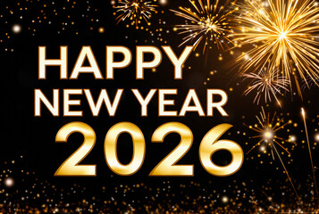 Happy New Year 2026 &ndash; Festive Fireworks in the Night Sky