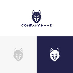 Bold wolf logo design presenting an animal head in a minimalist and modern style suitable for