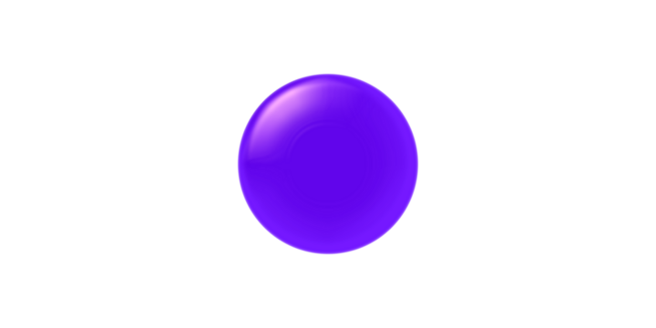 A single glossy purple sphere with a light reflection, isolated on a plain white background.