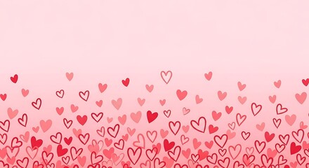 Gradient Pink Background with Scattered Red and Pink Hearts red hearts