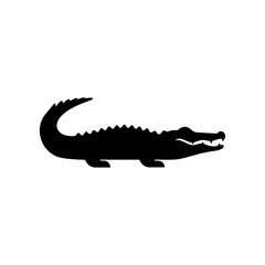 Fototapeta premium Simple cute alligator silhouette vector flat illustration design.