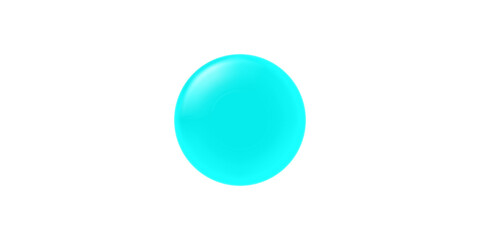 A single glossy, bright cyan sphere with a light reflection, isolated on a white background.