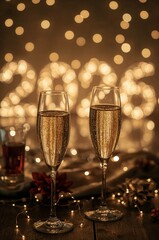 Champagne Toast with Glowing 2026 Lights