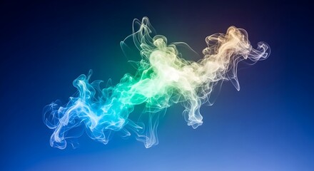 Spectral Smoke Gradient Trails on Deep Blue Abstract Background