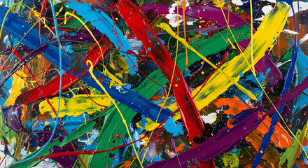 abstract background with colorful ribbons Abstract painting with vibrant colors