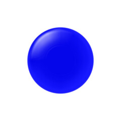 A shiny three-dimensional blue sphere with a light reflection, isolated on a clean white background.