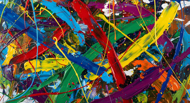 abstract background with colorful ribbons Abstract painting with vibrant colors