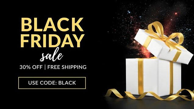 Black Friday sale banner and Giftbox. Social media template for website and mobile website development, email and newsletter design, marketing material. Vector Illustration