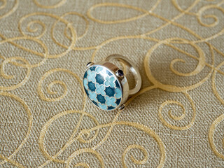 Silver ring with hot enamels. Jewelry design ideas. A large, beautiful ring with an expressive pattern
