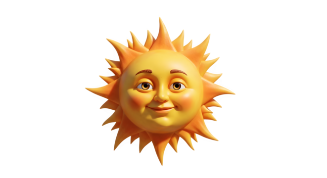 Whimsical Sun Face Decoration with Friendly Expression.