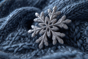 Snowflake on Knitted Fabric