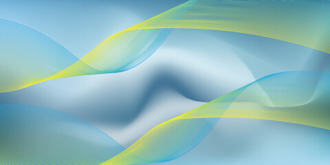 Abstract glowing wave lines on dark blue background. Dynamic wave pattern. Modern flowing wavy lines. Futuristic technology concept. Suit for banner, poster, cover, brochure, flyer, 