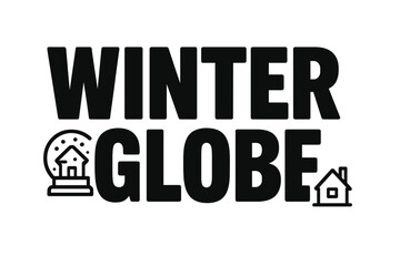 Winter Globe Design. Winter Globe &mdash; Bold Block Lettering; thick uppercase letters with subtle inner shadow,