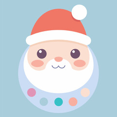 Cute kawaii santa claus face icon collection with rounded shapes