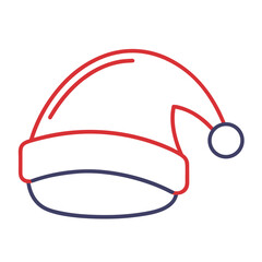 Minimal single line santa hat icon with rounded edges