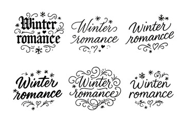 Fototapeta premium Winter Romance Calligraphy. Winter romance. Create a calligraphy lettering illustration of the phrase: Winter