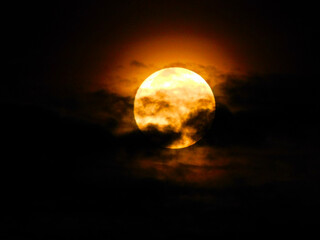 Der Vollmond in seinen schönen Farben am 5. November 2025 in der Uckermark