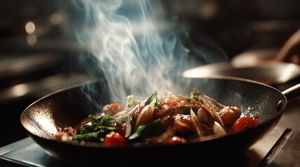 Cooking pan with assorted ingredients inside