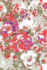 Romantic floral print with wildflowers sketch. Seamless pattern, gentle botanical background with various small flowers. Vector illustration.