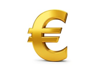 Shiny golden euro symbol on a white background