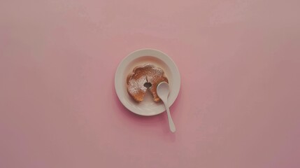 Chocolate Chip Cookie in White Bowl with Spoon on Pink Background