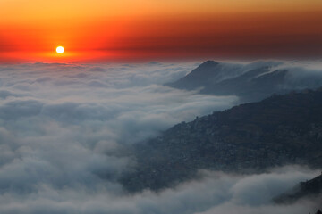 Fog, Sunset, and Bcharreh