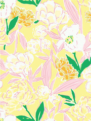 Romantic floral print with wildflowers sketch. Seamless pattern, gentle botanical background with various small flowers. Vector illustration.