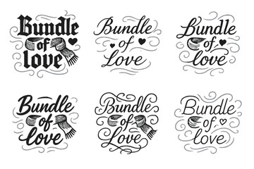 Fototapeta premium Calligraphy Love Styles. Bundle of love. Create a calligraphy lettering illustration of the phrase: Bundle of