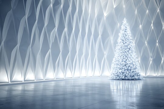 White christmas tree standing in modern minimalist room