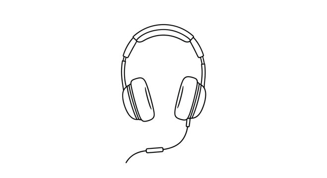 Simple line art illustration of classic wired headphones a universal icon for music audio and sound listening.