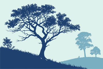 Minimalist Tree Silhouette Poster | Layered Nature Decor