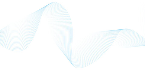 Abstract blue wave element for design. Digital frequency track equalizer. Stylized line art background. Vector illustration. Wave with lines created using blend tool. Curved wavy line, smooth stripe.