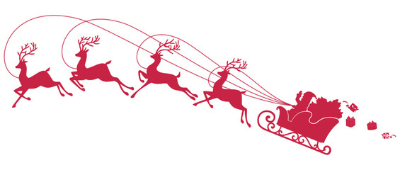 vector illustration of background with santa claus sleigh and raindeer	