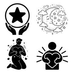 Thank Day Backpack line art icon on white